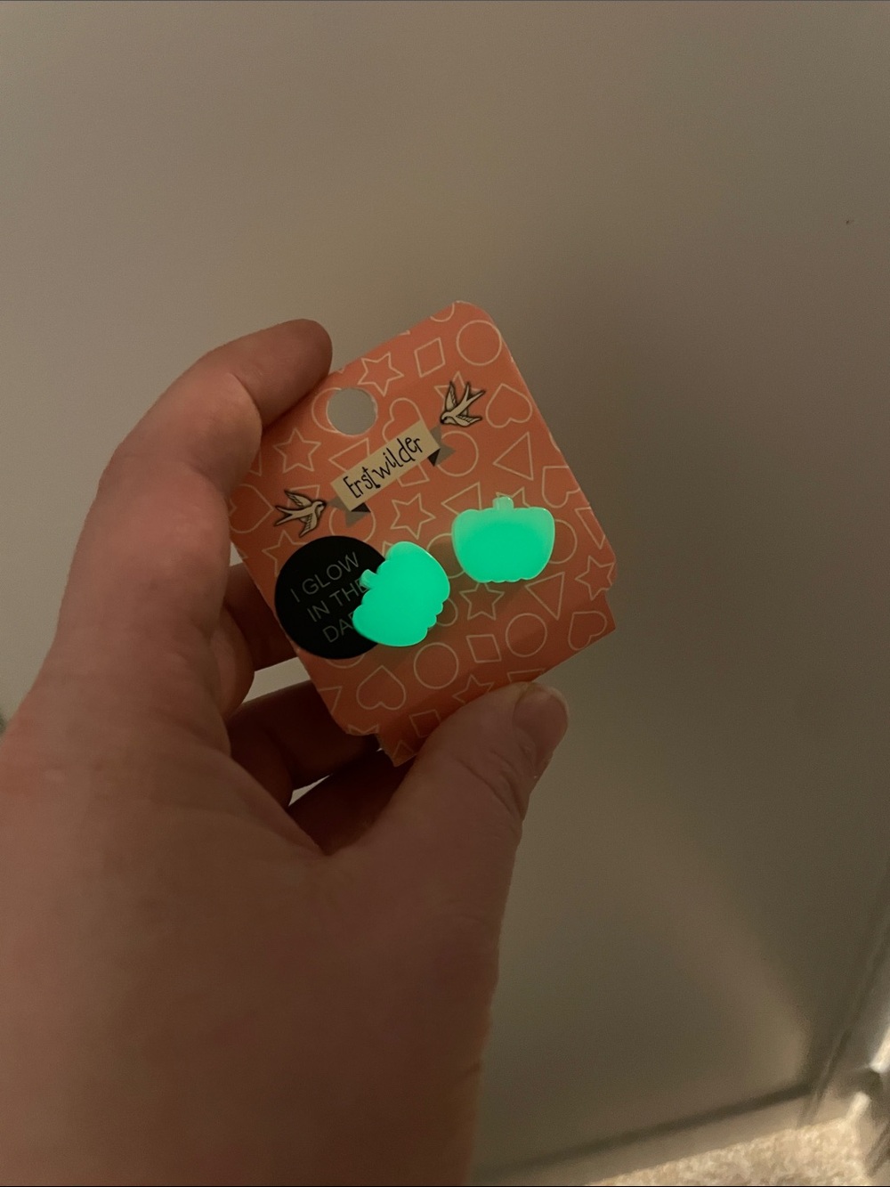 Mint Green Pumpkin Glow-in-the-Dark Stud Earrings